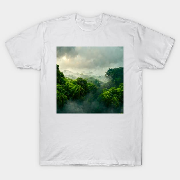 Tropical Rainforest Landscape Painting T-Shirt by endage